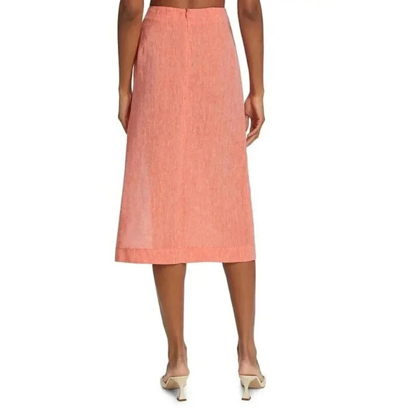 Matthew Burch Drawstring Midi Skirt in Red 1 Womens Linen - Picture 2 of 16